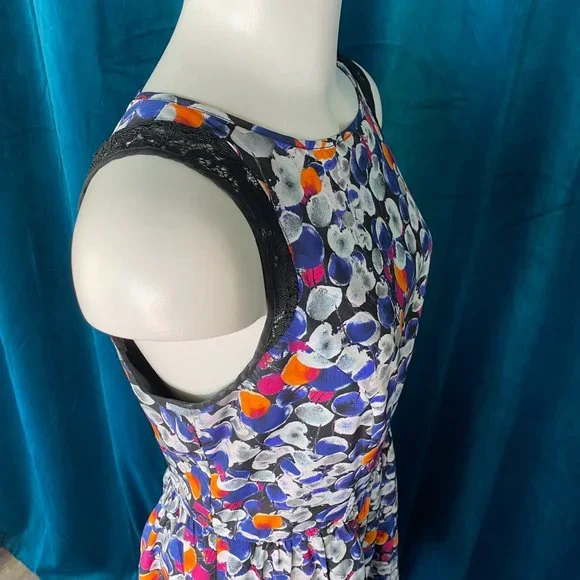 Kensie Color Pops Lace-Inset Dress Indigo Combo - Picture 8 of 14